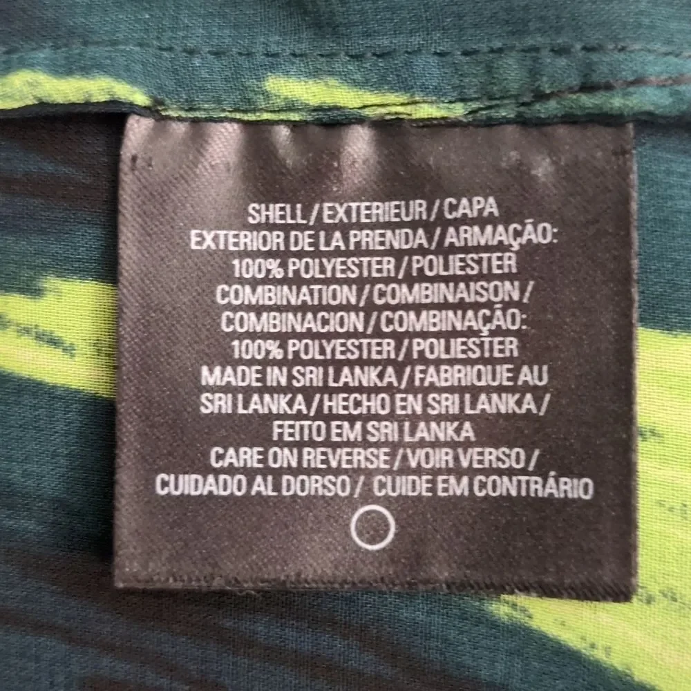 Tahari Sheer Abstract Vibrant colorBlouse Chartreuse turquoise and Black-Size L - Picture 5 of 5